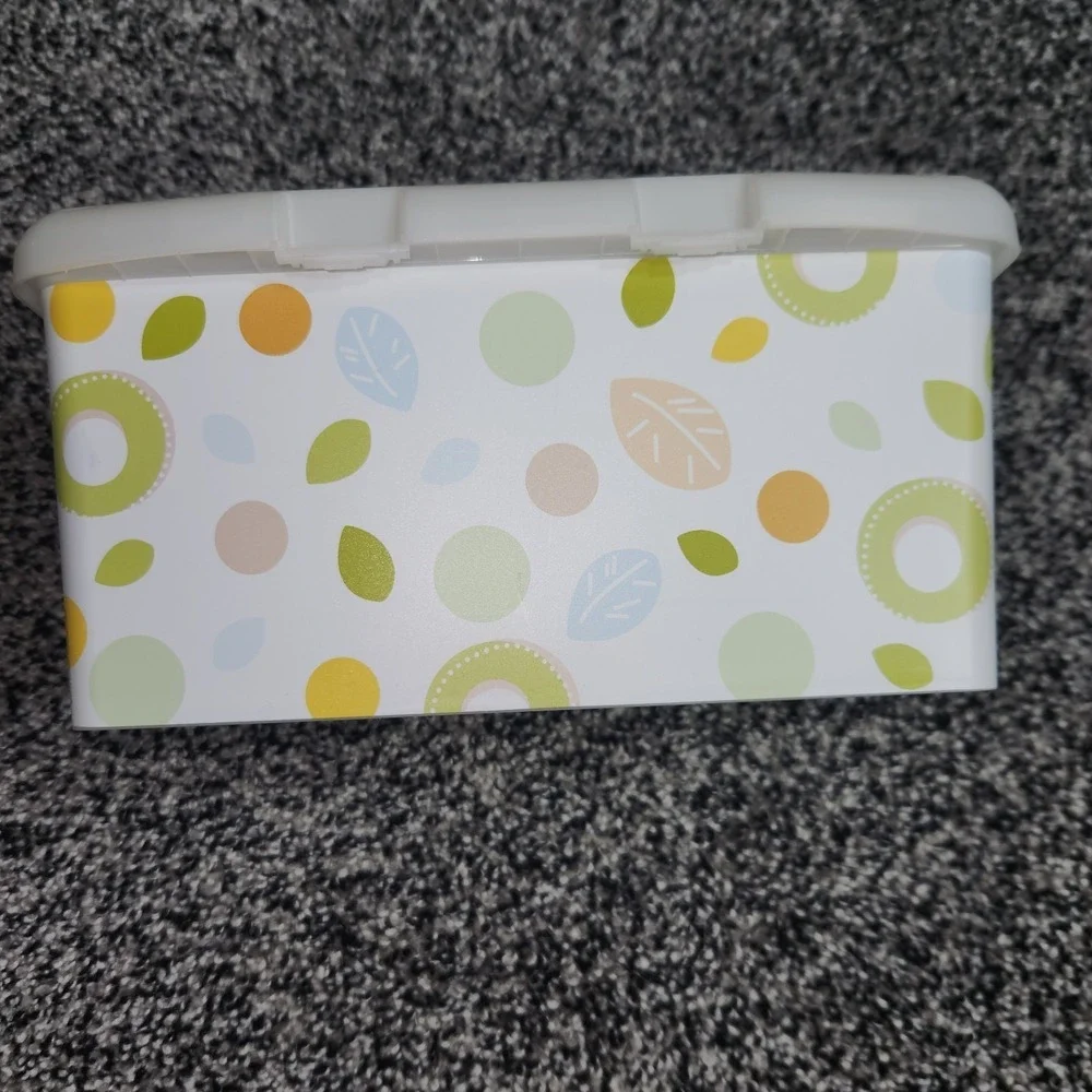 Huggies Baby Wipes Container EMPTY Wipe Case Holder White Leaves Circles Nature